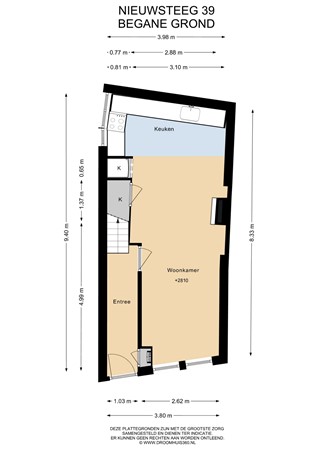 Floorplan - Nieuwsteeg 39, 2311 RZ Leiden